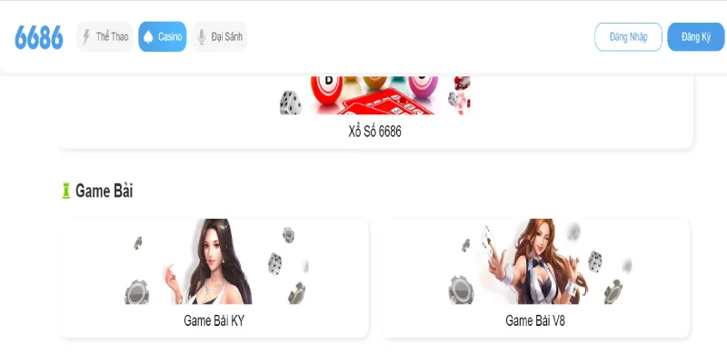 6686 cung cấp một loạt các game bài phổ biến và truyền thống